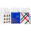 Hallmark 15″ Christmas Gift Bags (2 Extra Large Bags: Pink and Blue, Penguins, Hedgehogs, Santa, Snowmen, Dog, Bunny Rabbits) for Kids, Grandchildren, Winter Baby Showers(Large)