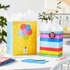 Hallmark Assorted Birthday Gift Bags (8 Bags: 4 Medium 9″, 4 Large 13″) Birthday Cake, Stripes, Balloons, Solids in Red, Yellow, Blue(Birthday Cake)