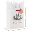 Hallmark Holiday Gift Bag Bundle with Tissue Paper and Gift Tags (3 Bags: 2 Extra Large 15″, 1 Large 13″) Gray Plaid, Snowy Farmhouse, Rustic Snowman