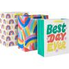 Hallmark Assorted Birthday Gift Bags (8 Bags: 4 Medium 9″, 4 Large 13″) Birthday Cake, Stripes, Balloons, Solids in Red, Yellow, Blue(Best Day Ever)
