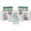 Hallmark Christmas Gift Bag Assortment (8 Holiday Bags; 3 Small 6″, 3 Medium 9″, 2 Large 13″) Multicultural Santa Claus, Merry Happy Everything, Tacos, Donuts, Pizza, for Kids, Teachers, Foodies
