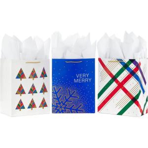 Hallmark 15″ Christmas Gift Bags (2 Extra Large Bags: Pink and Blue, Penguins, Hedgehogs, Santa, Snowmen, Dog, Bunny Rabbits) for Kids, Grandchildren, Winter Baby Showers(Large)