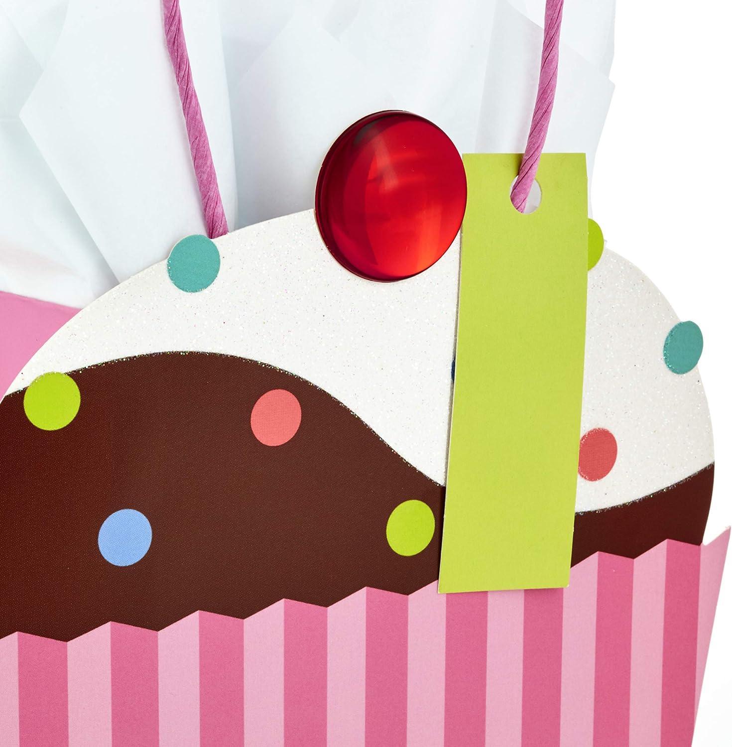 image:imageHallmark 5 Small Gift Bag with Tissue Paper Cupcake for Birthdays Mothers Day Baby Showers Bridal Showers or Any OccasionPink Cupcake