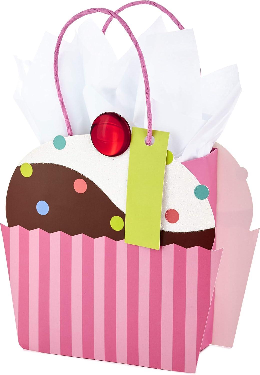 image:imageHallmark 5 Small Gift Bag with Tissue Paper Cupcake for Birthdays Mothers Day Baby Showers Bridal Showers or Any OccasionPink Cupcake