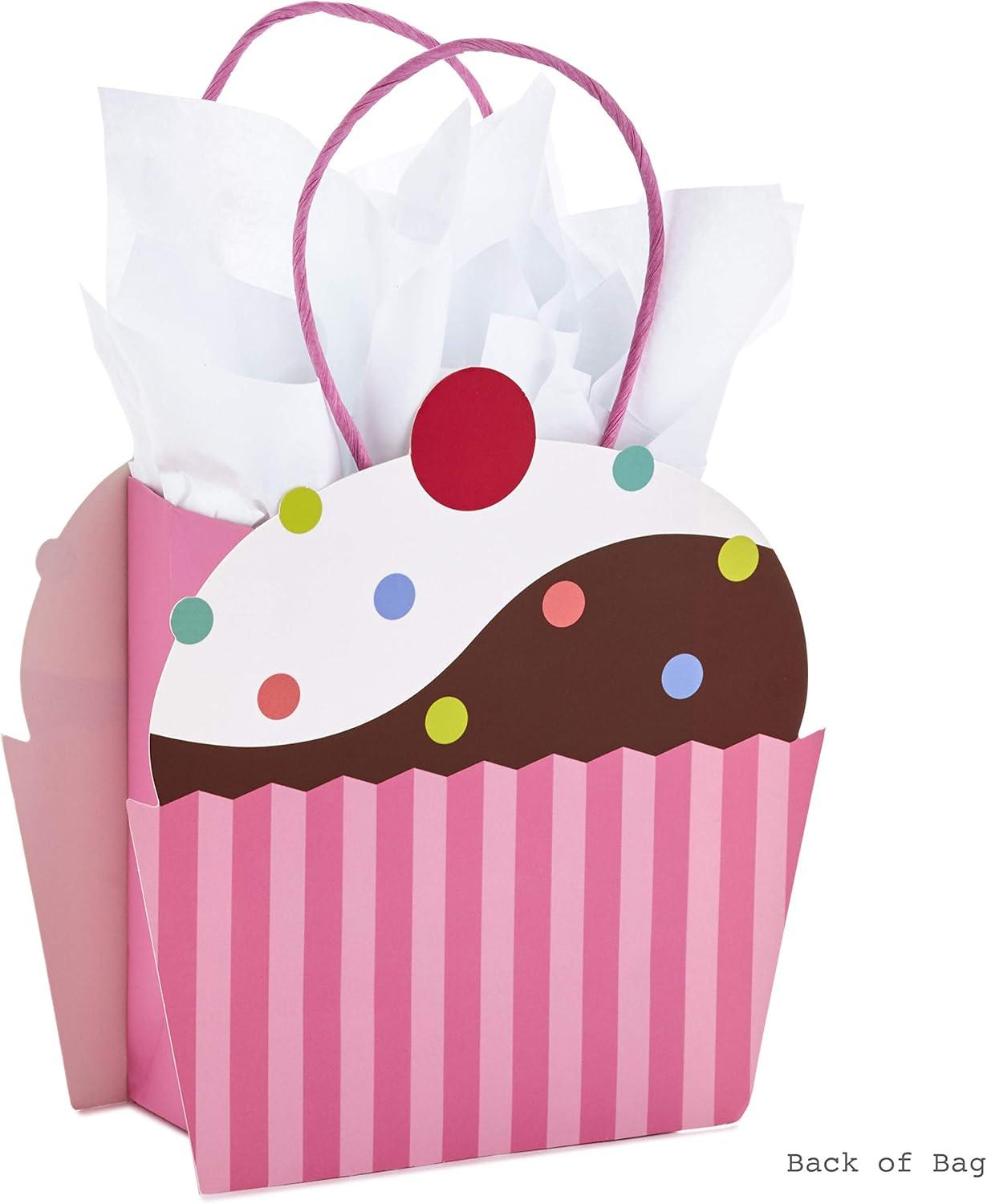 image:imageHallmark 5 Small Gift Bag with Tissue Paper Cupcake for Birthdays Mothers Day Baby Showers Bridal Showers or Any OccasionPink Cupcake