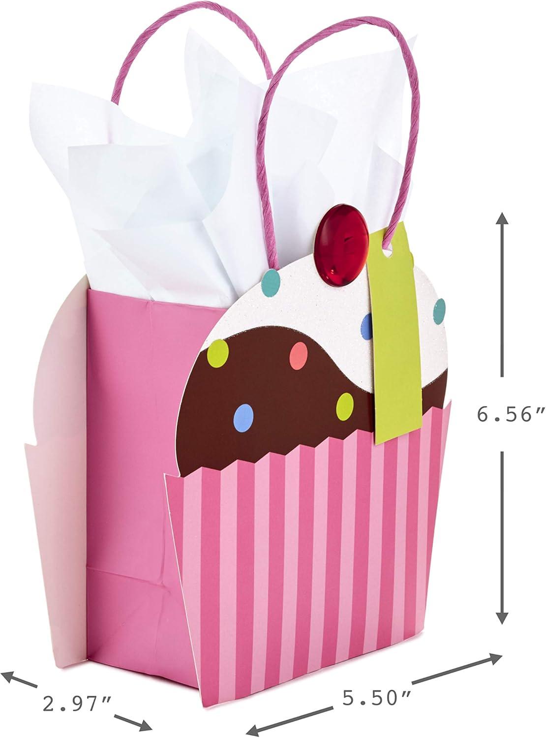 image:imageHallmark 5 Small Gift Bag with Tissue Paper Cupcake for Birthdays Mothers Day Baby Showers Bridal Showers or Any OccasionPink Cupcake