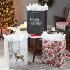 Hallmark 17″ Oversized Holiday Gift Bags (3 Bags: Dark Gray and White Happy Holidays, Winter Deer, Pink Poinsettias) for Christmas, Winter Birthdays, Weddings