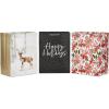 Hallmark 17″ Oversized Holiday Gift Bags (3 Bags: Dark Gray and White Happy Holidays, Winter Deer, Pink Poinsettias) for Christmas, Winter Birthdays, Weddings
