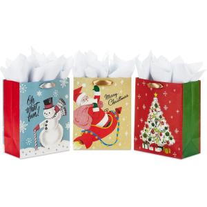 Hallmark Vintage Christmas Gift Bag Bundle with Tissue Paper(1 Count (Pack of 3))