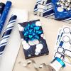 Hallmark Navy Blue Christmas Wrapping Paper Set (90 sq. ft. ttl, 10 Bows, 4 Ribbon Colors, 40 Gift Tag Stickers) Snowman, Stripes, Snowflakes, (0005JXW1198)(Navy  White and Silver)