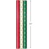 Hallmark Navy Blue Christmas Wrapping Paper Set (90 sq. ft. ttl, 10 Bows, 4 Ribbon Colors, 40 Gift Tag Stickers) Snowman, Stripes, Snowflakes, (0005JXW1198)(Red  Green and Gold)