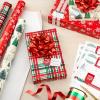 Hallmark Navy Blue Christmas Wrapping Paper Set (90 sq. ft. ttl, 10 Bows, 4 Ribbon Colors, 40 Gift Tag Stickers) Snowman, Stripes, Snowflakes, (0005JXW1198)(Red Snowflakes  Trees  Plaid)