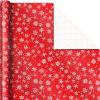 Hallmark Navy Blue Christmas Wrapping Paper Set (90 sq. ft. ttl, 10 Bows, 4 Ribbon Colors, 40 Gift Tag Stickers) Snowman, Stripes, Snowflakes, (0005JXW1198)(Red Snowflakes  Trees  Plaid)