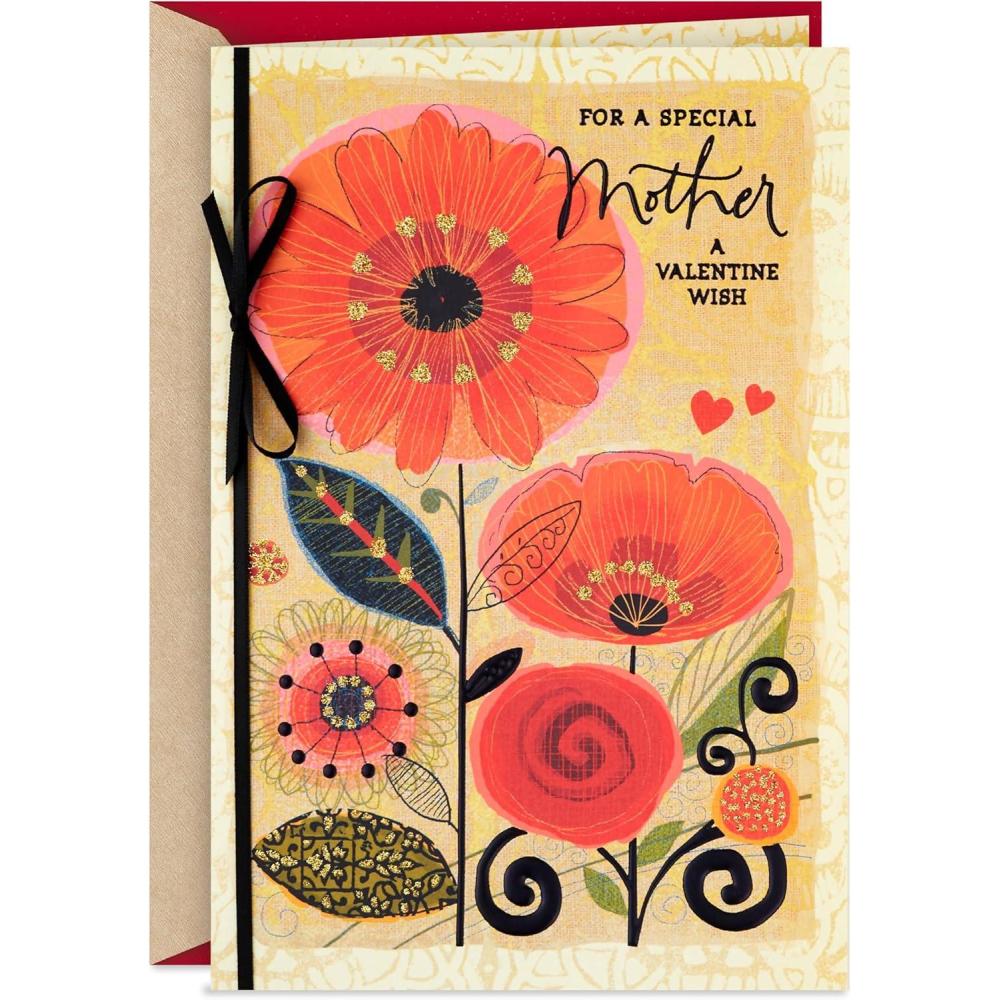 image:imageHallmark Valentines Day Card for Mom Glitter Flowers