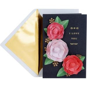 Hallmark Signature Valentines Day Card (Removable Heart Ornament)(Romantic  Paper Flowers)