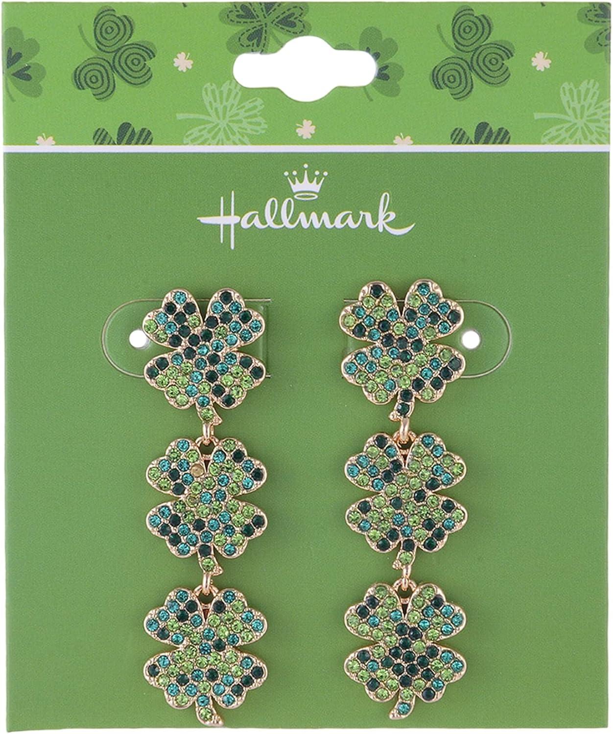 image:imageHallmark St Patricks Day Four Leaf Clover Linear Earrings
