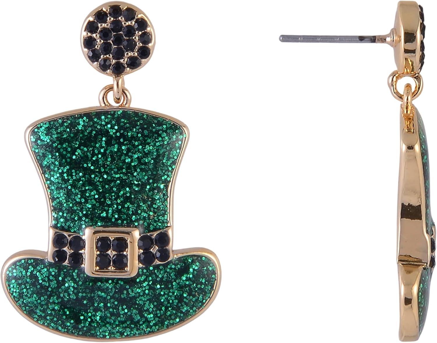image:imageHallmark St Patricks Day Glitter Top Hat Earrings