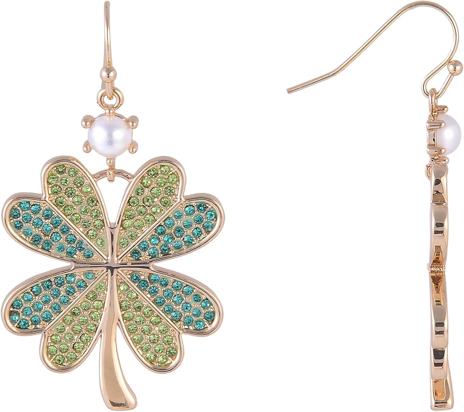 image:imageHallmark St Patricks Day Green Stone Four Leaf Clover Earrings