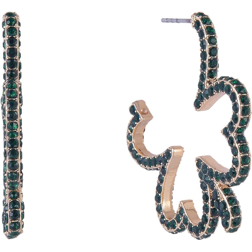 image:imageHallmark St Patricks Day Green Stone Shamrock Hoop Earrings