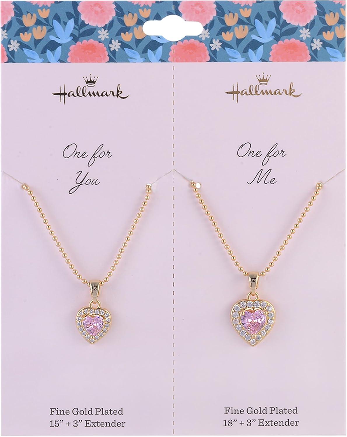 image:imageHallmark Mothers Day Tear and Share Gold Tone Pink Heart Pendant Necklaces