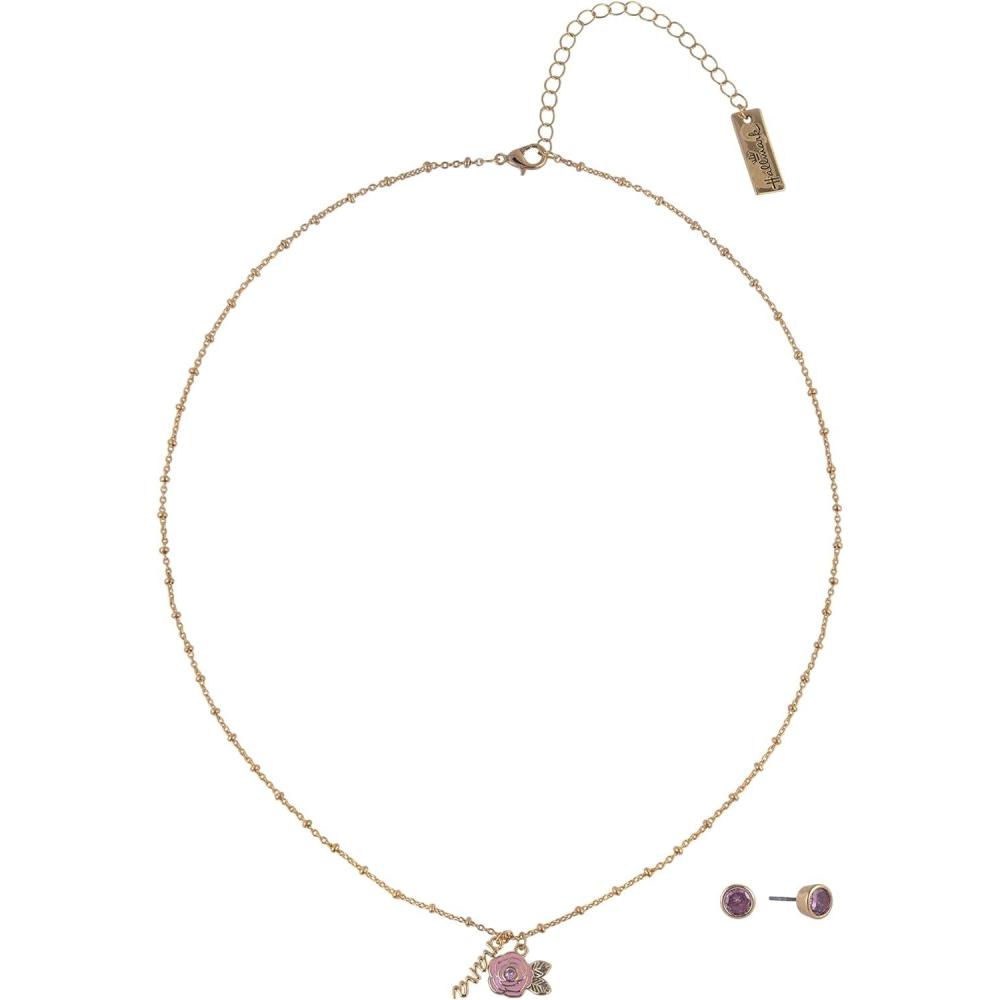 image:imageHallmark Mothers Day Gold Tone Nana Rose Pendant Necklace and Earring Set