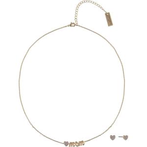 Hallmark Mother’s Day Silver Tone Mom and Heart Pendant Necklace and Earring Set