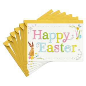 Hallmark Easter Cards, Pastel Wishes with Storybook Bunny (Pack of 6 Cards with Envelopes)