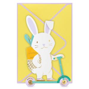 Hallmark Kids Easter Card, Wheely Fun (Die-Cut Bunny on Scooter with Removable Carrot Card) for Son, Daughter, Grandchild