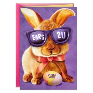 Hallmark Musical Easter Bunny Card with Light (Ears 2 U) for Kids, Grandchildren, Nieces, Nephews