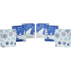 Hallmark 13″ Christmas Gift Bags – Snowflakes on Blue, Polar Bear, Snowy Woodland Scene (3 Large Blue Bags) for Holiday Parties, Winter Birthdays, Baby Showers(138)