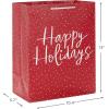 Hallmark 13″ Large Christmas Gift Bag Bundle (3 Bags: Joy Wreath on Gray, Rustic Santa with Tree, Happy Holidays on Red) for Friends, Family, Teachers, Coworkers(1 Count (Pack of 3))