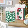 Hallmark Retro Christmas Gift Bag Bundle for Kids (2 Bags: 13″ Large, 15″ Extra Large) Vintage Santa, Ho Ho Ho, Green, Red and White(Vintage Santa  “Ho Ho Ho “)