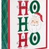 Hallmark Retro Christmas Gift Bag Bundle for Kids (2 Bags: 13″ Large, 15″ Extra Large) Vintage Santa, Ho Ho Ho, Green, Red and White(Vintage Santa  “Ho Ho Ho “)