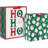 Hallmark Retro Christmas Gift Bag Bundle for Kids (2 Bags: 13″ Large, 15″ Extra Large) Vintage Santa, Ho Ho Ho, Green, Red and White(Vintage Santa  “Ho Ho Ho “)