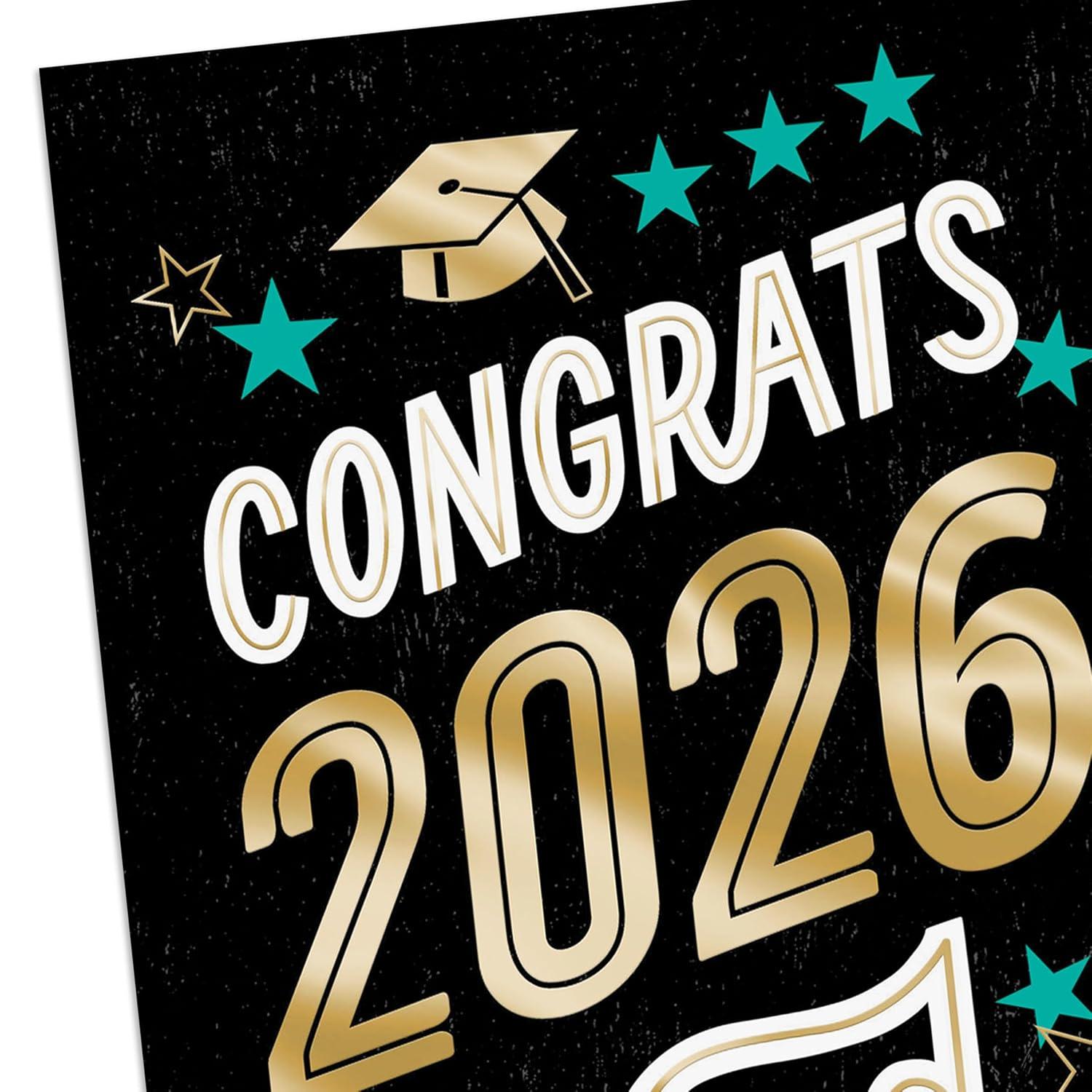 image:imageHallmark YearDated Graduation Money Holder Cards Congrats 2026 Grad 10 Cards with Envelopes Black Blue Gold Foil