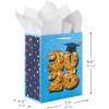Hallmark 9″ Medium Year-Dated Graduation Gift Bag with Tissue Paper (Class of 2026, Gold Disco Ball on Blue with Stars) for High School, College, University