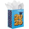 Hallmark 9″ Medium Year-Dated Graduation Gift Bag with Tissue Paper (Class of 2026, Gold Disco Ball on Blue with Stars) for High School, College, University