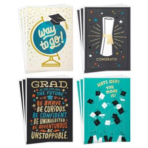 Hallmark Graduation Congrats Card Assortment (4 Designs, 12 Cards with Envelopes) for High School, College, University