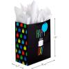 Hallmark 13″ Large Birthday Gift Bags with Tissue Paper (3-Pack: Black and Neon, Rainbow, WooHoo!) for Kids, Adults, Teens, Coworkers(Yellow  Pink  Blue)