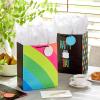 Hallmark 13″ Large Birthday Gift Bags with Tissue Paper (3-Pack: Black and Neon, Rainbow, WooHoo!) for Kids, Adults, Teens, Coworkers(Yellow  Pink  Blue)