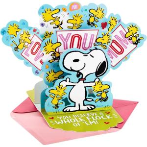 Hallmark Pop Up Mother’s Day Card with Song for Mom (Pot of Butterflies, Plays Happy by Pharrell Williams), 5.8 x 8.3 inches (799MDL2026)(Pop Up Snoopy and Woodstock)