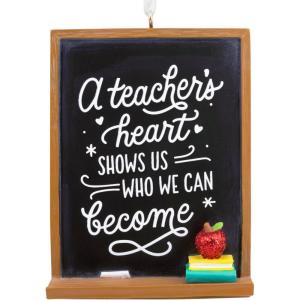 Hallmark A Teacher’s Heart Blackboard Christmas Ornament, Back to School Ornament for Tree