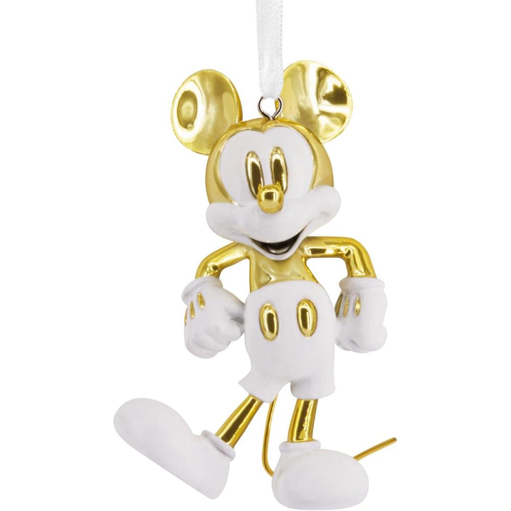 image:imageHallmark Signature Christmas Ornament Disney Mickey Mouse White and Gold Ornament Ceramic Gifts for Disney Fans