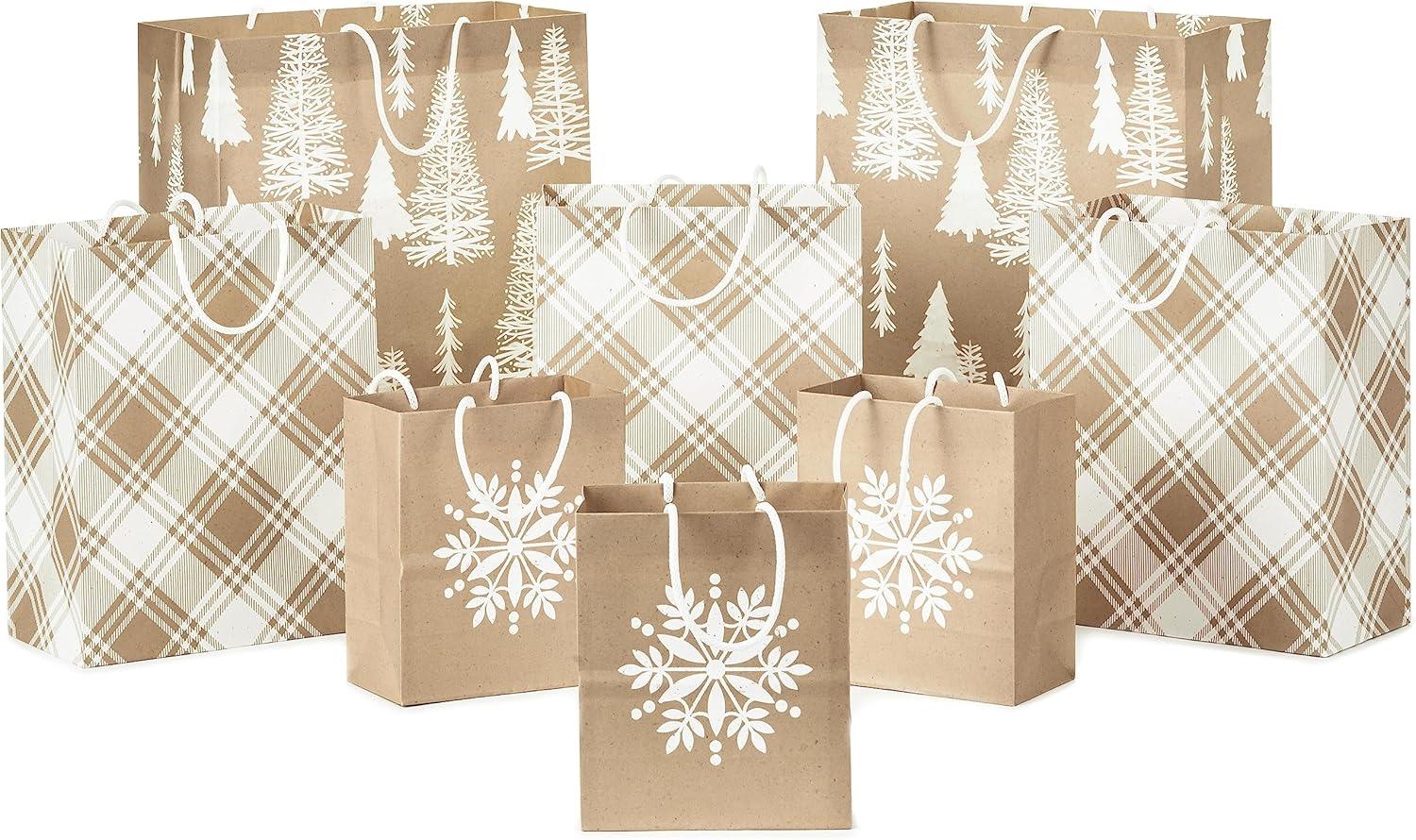 image:imageHallmark Assorted Classic Christmas Gift Bags 8 Bags 2 Small 6 2 Medium 9 2 Large 13 2 Bottle 13 Nutcracker Tree Holly Red and Green Plaid1 count Pack of 8