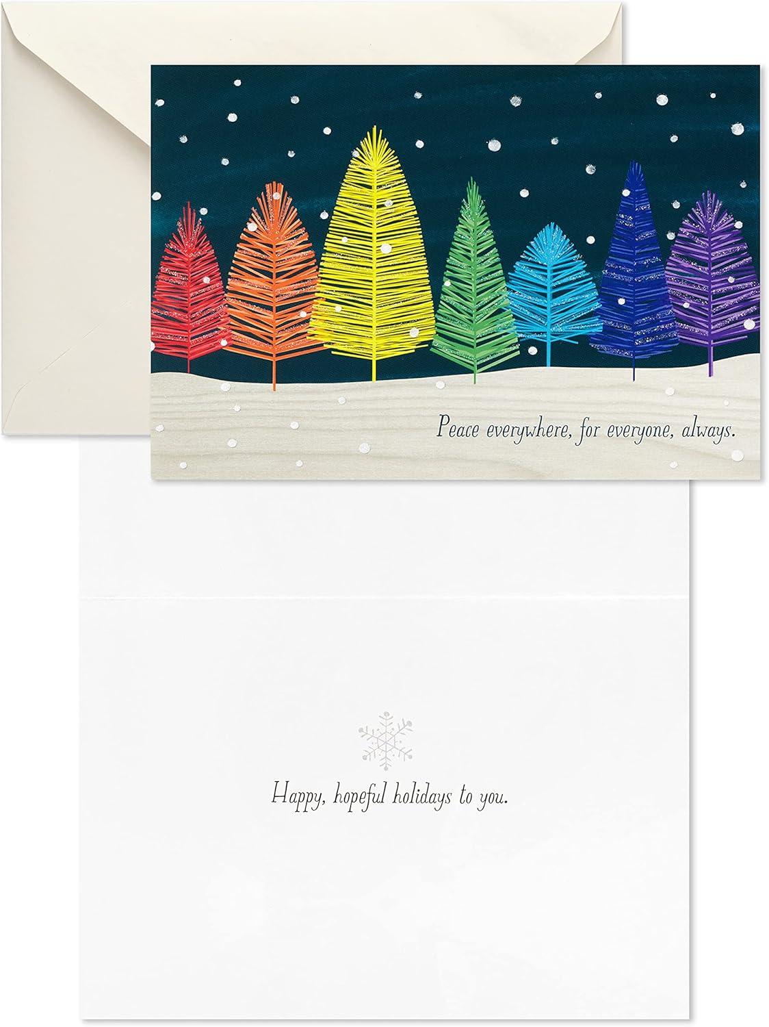 image:imageHallmark Bulk Glittery Holiday Boxed Cards 40 Cards and 40 Envelopes Fa La La Skiing Penguins Donut Pink GarlandRainbow Trees