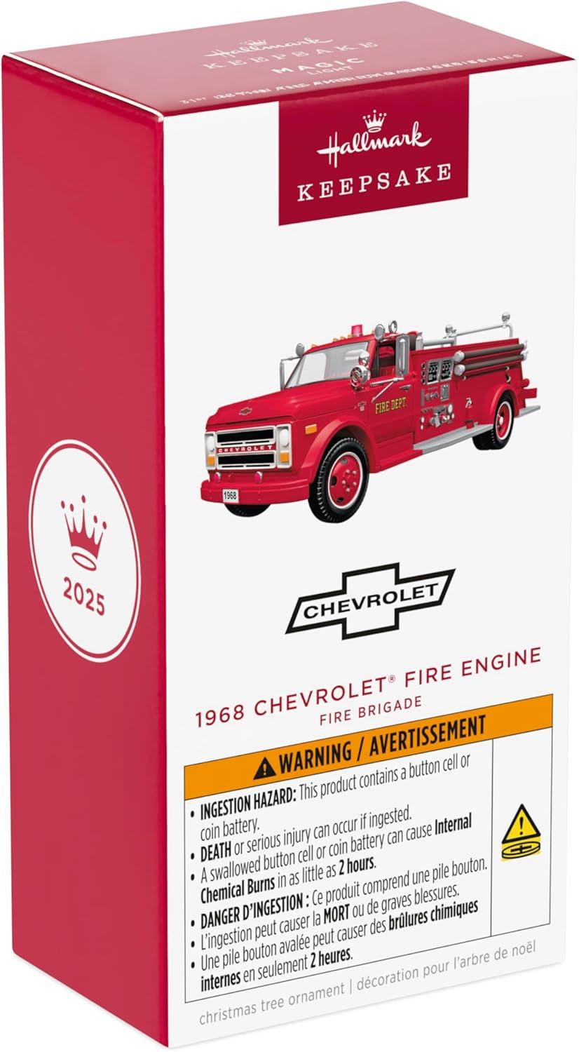 image:imageHallmark Keepsake Christmas Ornament 2025 Fire Brigade 1968 Chevrolet Fire Engine 2025 with Light Hobby Gifts1968 Chevrolet Fire Engine