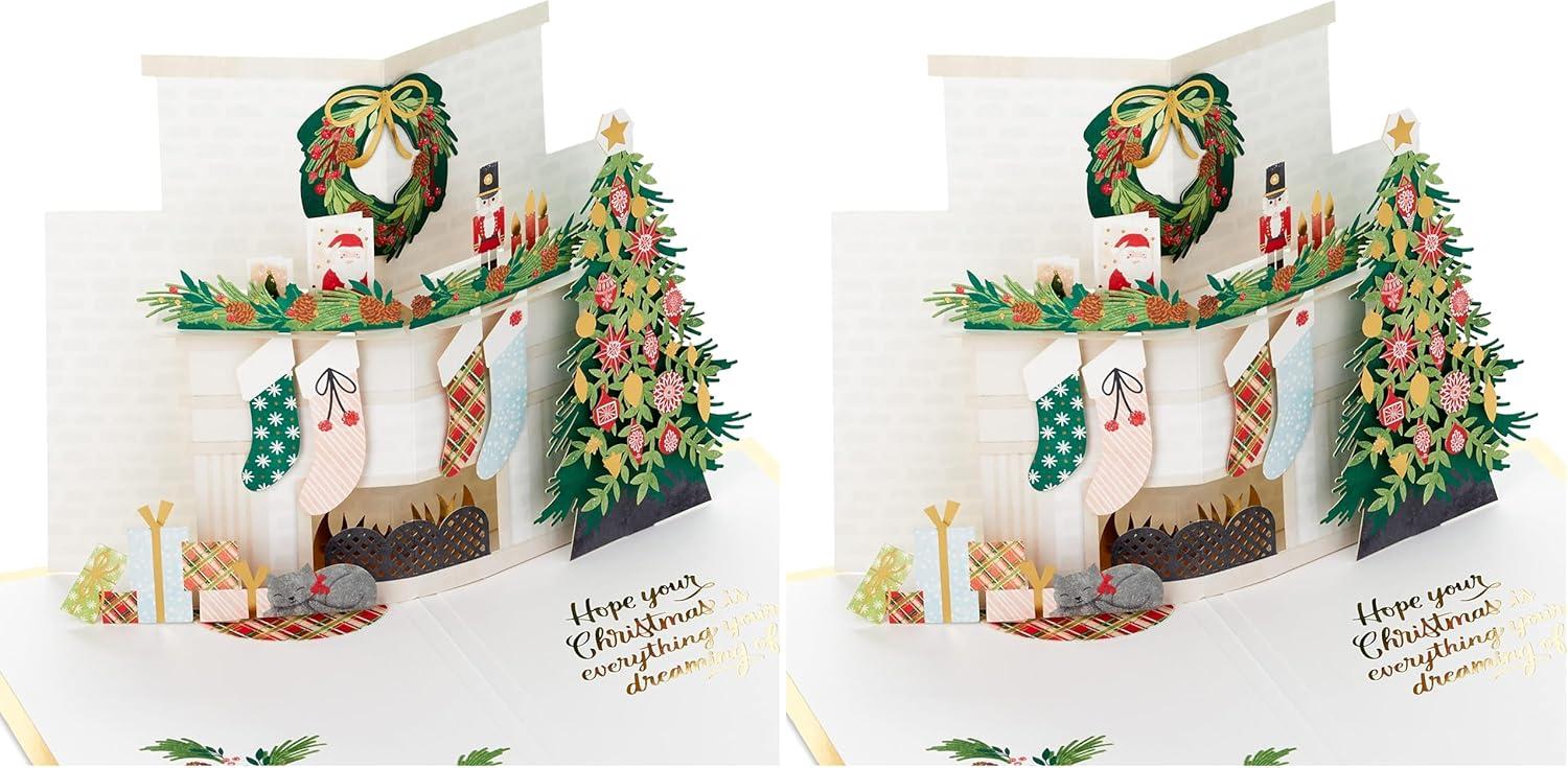 image:imageHallmark Signature Pop Up Christmas Card 3D Christmas Tree OrnamentFireplace Scene Pop Up