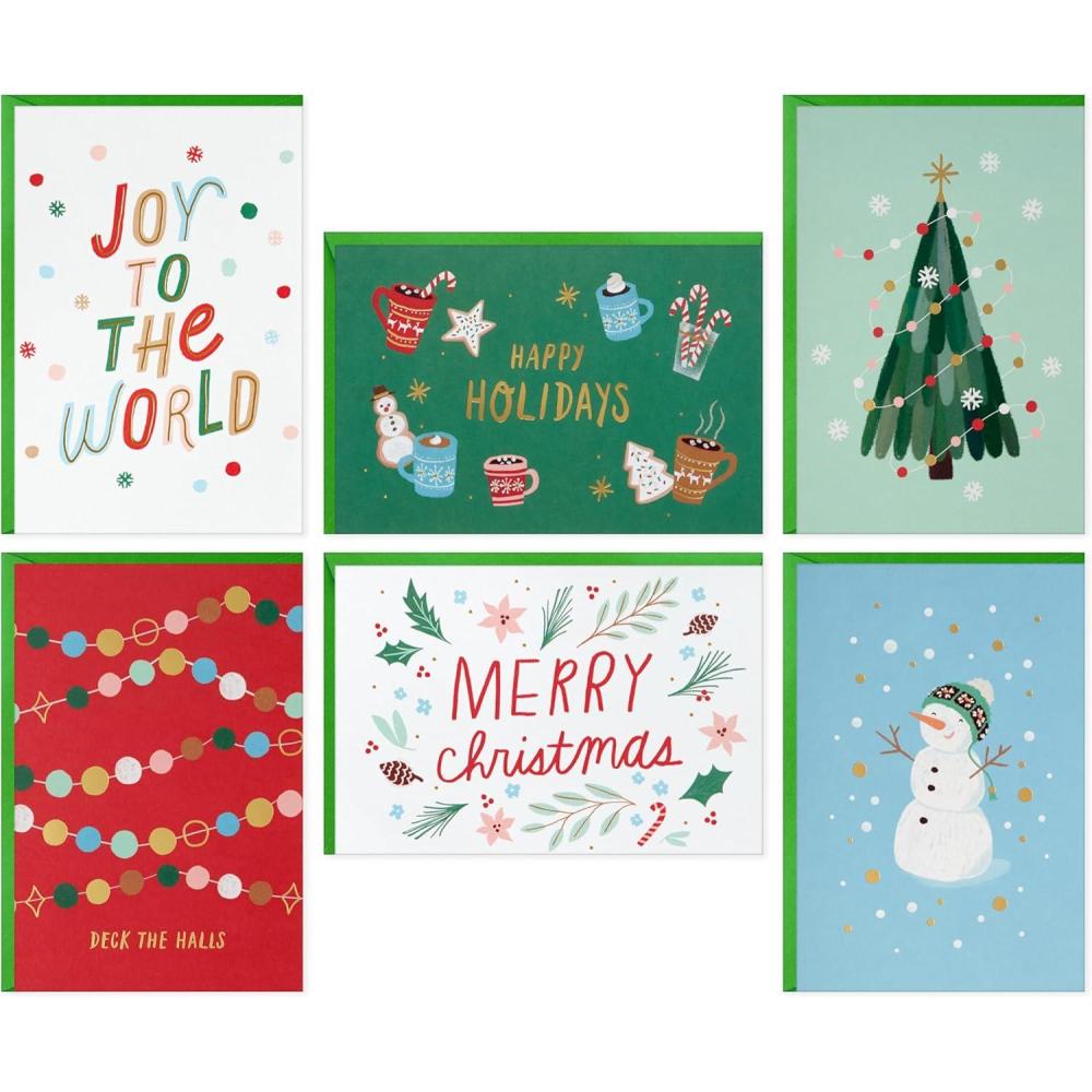 image:imageHallmark Bulk Christmas Card Assortment Playful Icons 72 Cards and 72 Envelopes Joy to the World Deck the Halls Snowman Cocoa Pinecones TreePlayful Icons