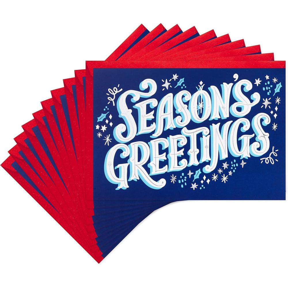 image:imageHallmark Bulk Christmas Card Assortment Playful Icons 72 Cards and 72 Envelopes Joy to the World Deck the Halls Snowman Cocoa Pinecones TreeSeasons Greetings