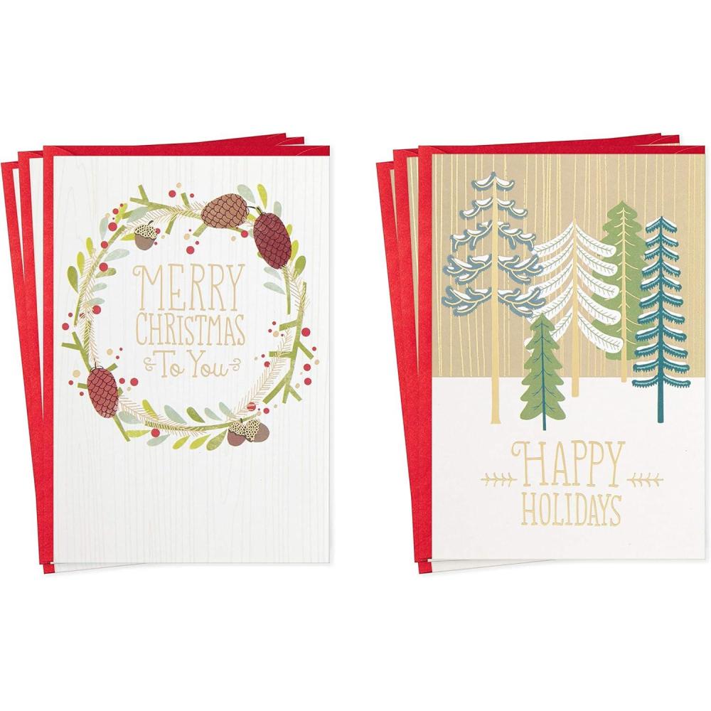 image:imageHallmark Pack of Peanuts Christmas Cards Ice Skating 10 Cards with EnvelopesRustic Wreath 6 Cards with Envelopes